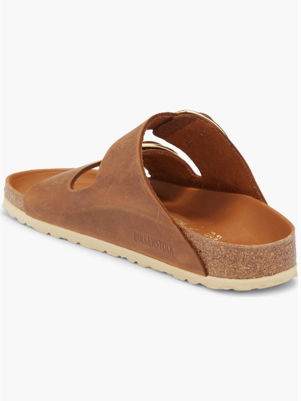 Birkenstock Women's Tan Brown Double Buckle Leather Slide Sandals - Picture 3 of 5